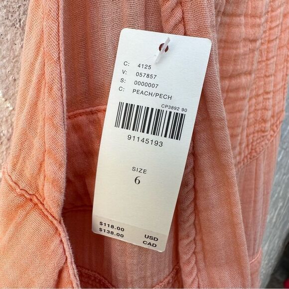 PILCRO Bib Shortalls Women 6 Gauze Peach Anthropologie - Picture 5 of 10